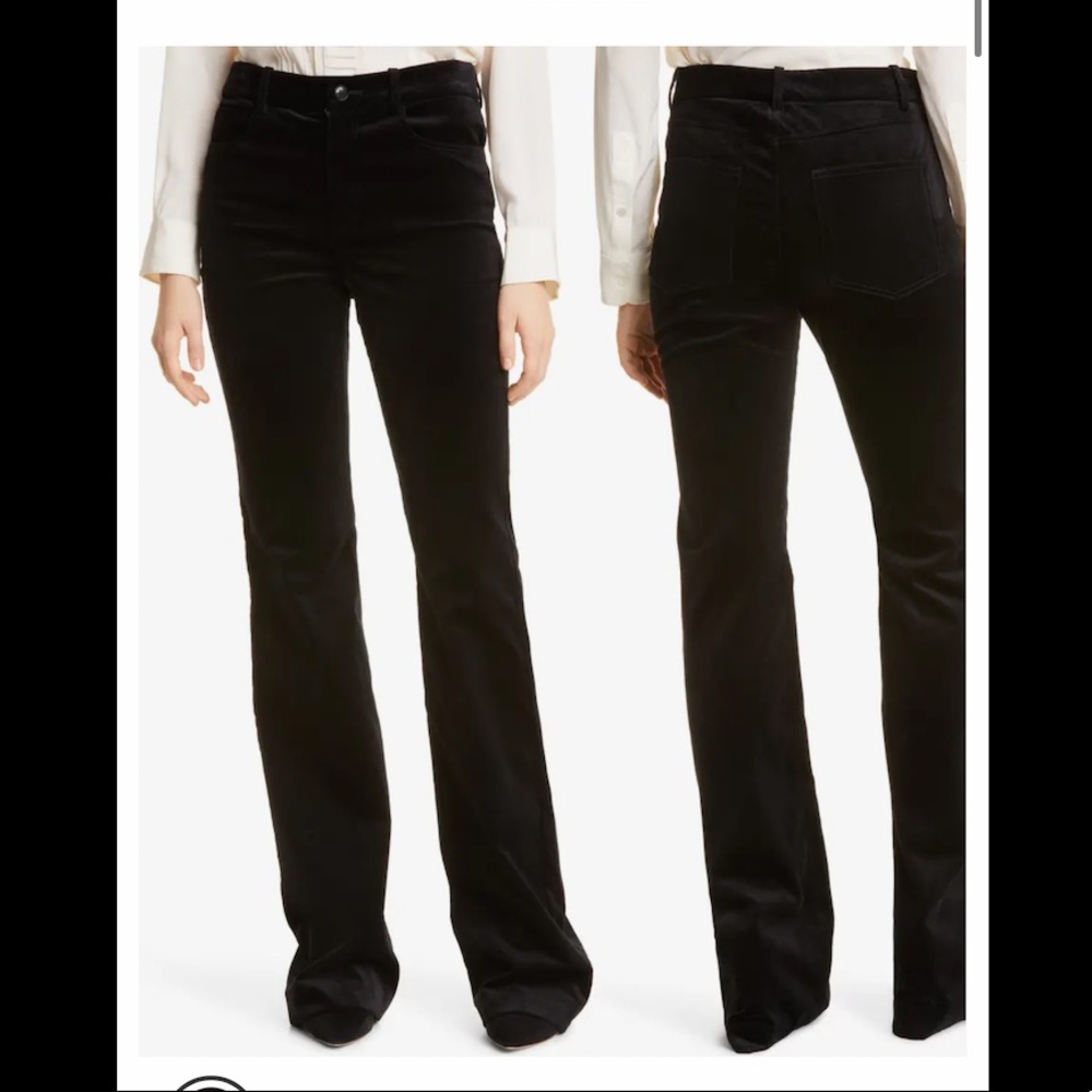 Nili Lotan Black Velvet High-Rise Flare Pants